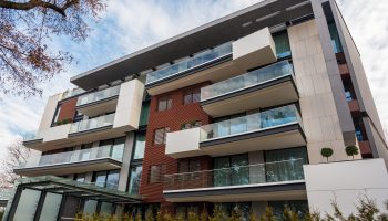Modern apartment house during the day, Bucharest, Romania